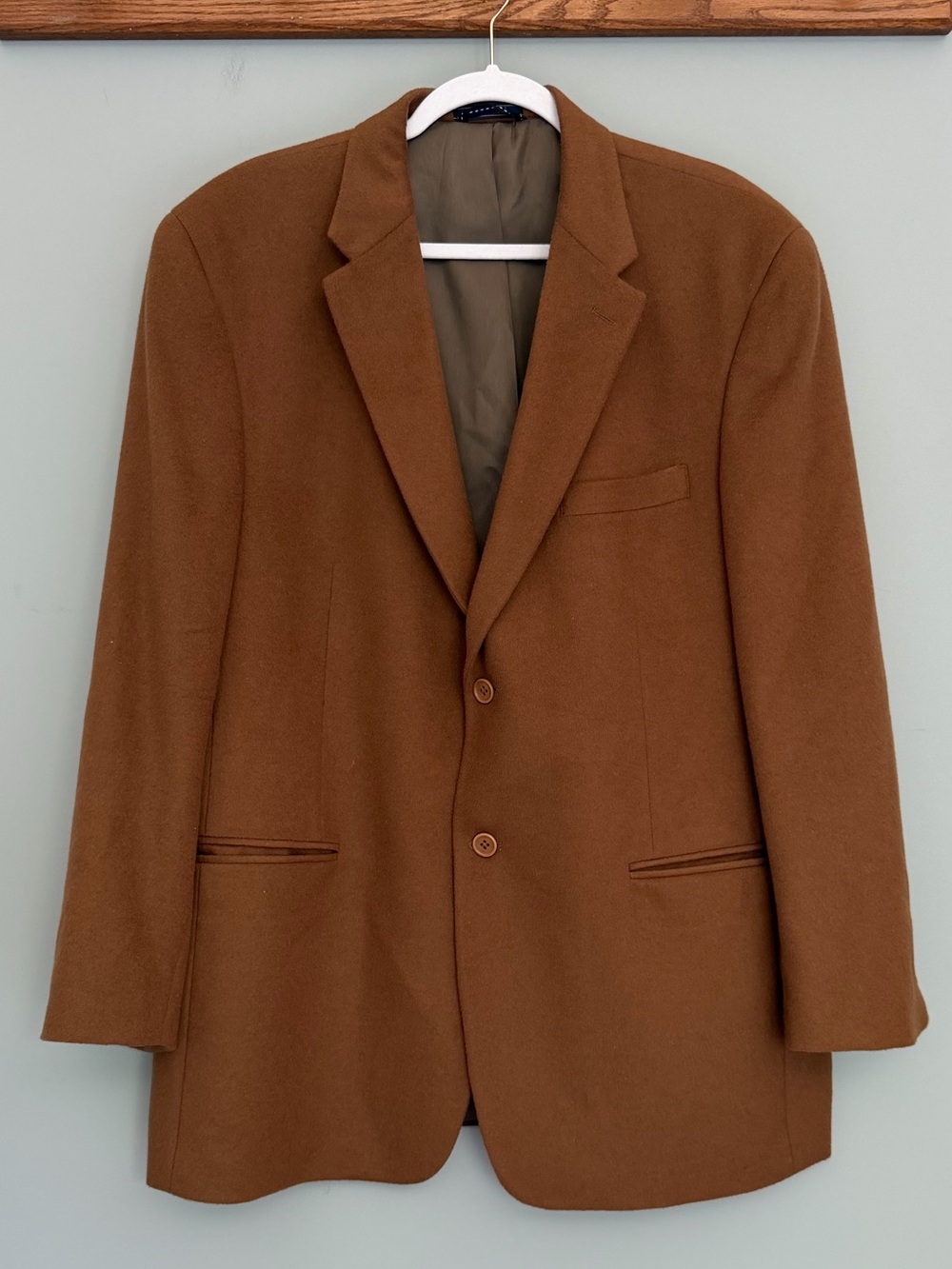 Tommy Hilfiger 80 Wool 20 Cashmere Camel Brown Tailored Two Button Blazer 44R